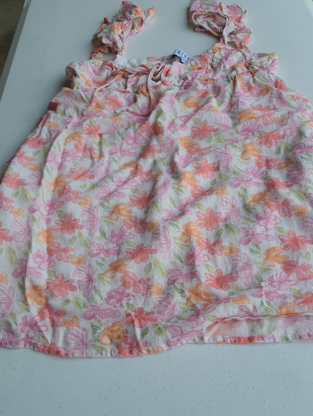 Grey Bandit Floral Summer Tank Top - Pink & Orange Flower Print